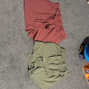 Grace Karin Women's Tie-Waist Shorts Set in Rust and Olive